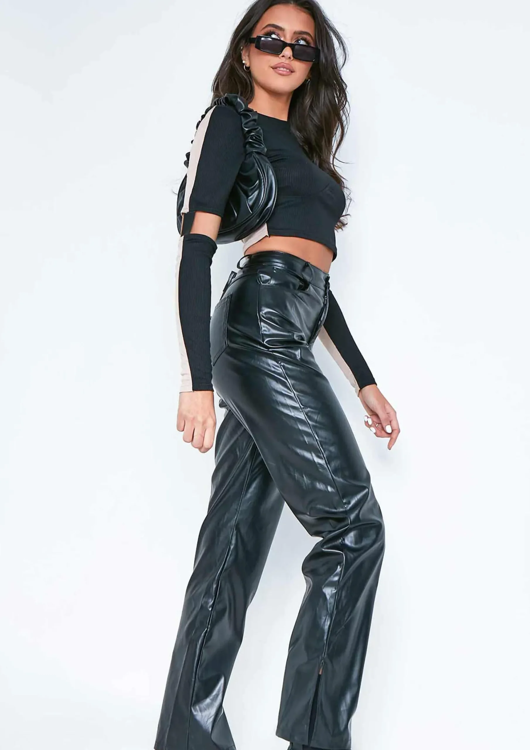 Kaya Black Cut Out Contrast Rib Top^Missy Empire Best Sale