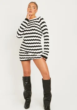 Flash Sale Kaylee Black And White Crochet Mini Dress Women Dresses