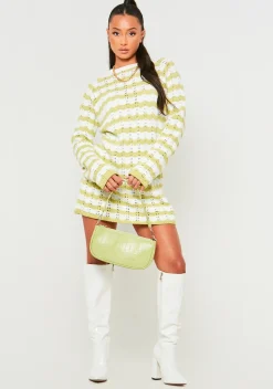 Cheap Kaylee Sage And White Crochet Mini Dress Women Dresses