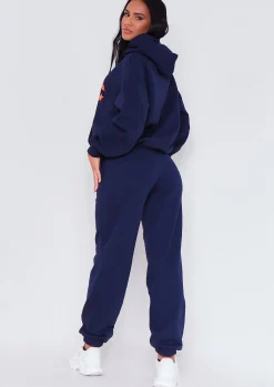 Keaton Navy Los Angeles Varsity Slogan Hoodie^Missy Empire Fashion