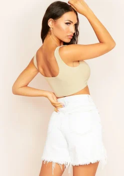 Kendra Champagne Square Neck Cropped Vest Top^Missy Empire Clearance