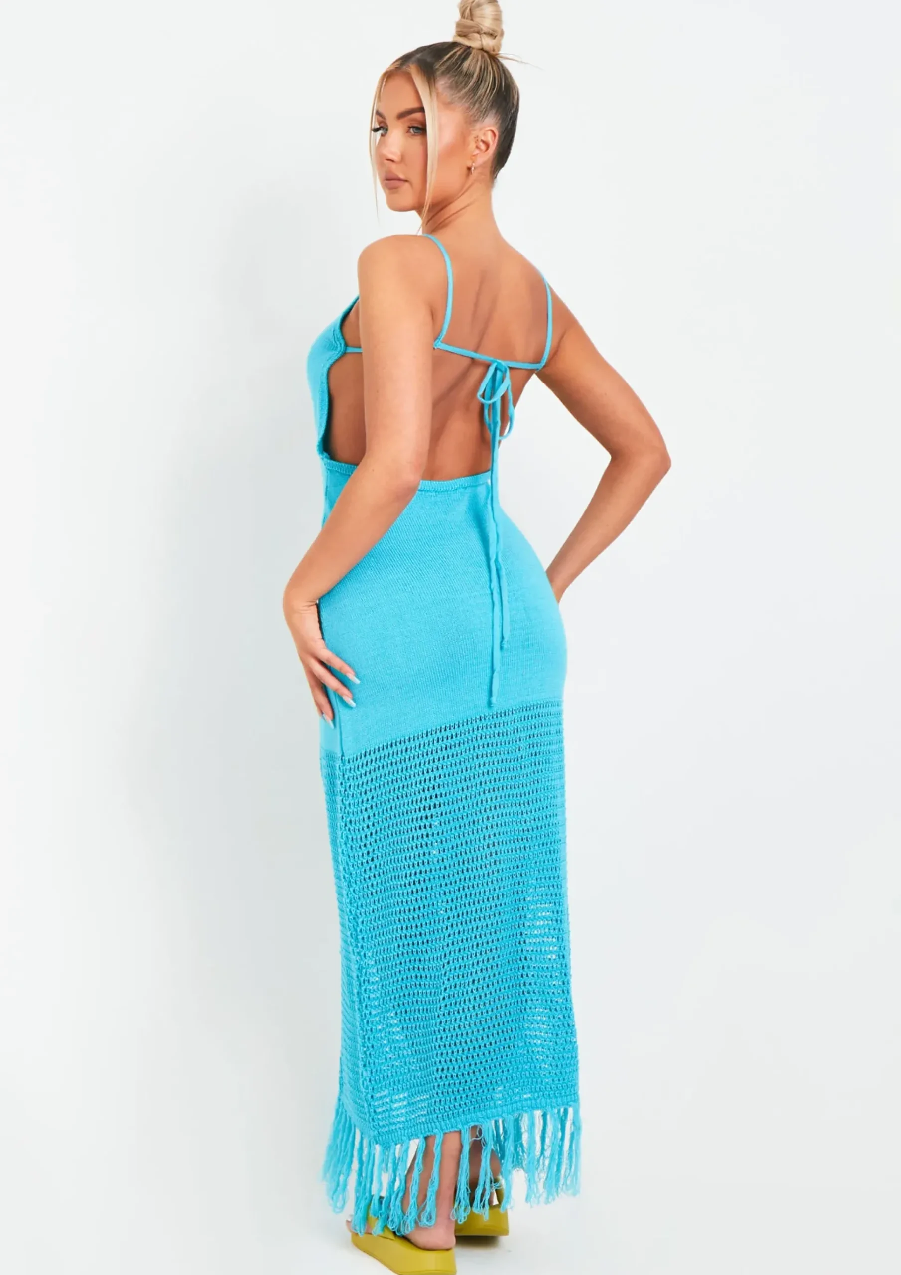 Cheap Kia Blue Knitted Maxi Dress Women Dresses