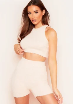 Kiah Pink Teddy Borg Racer Crop Top^Missy Empire Cheap