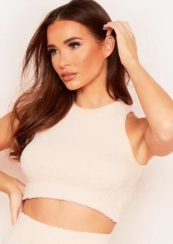 Kiah Pink Teddy Borg Racer Crop Top^Missy Empire Cheap