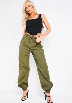 Cheap Kiera Khaki Cuff Toggle Cargo Trouser Women Trousers
