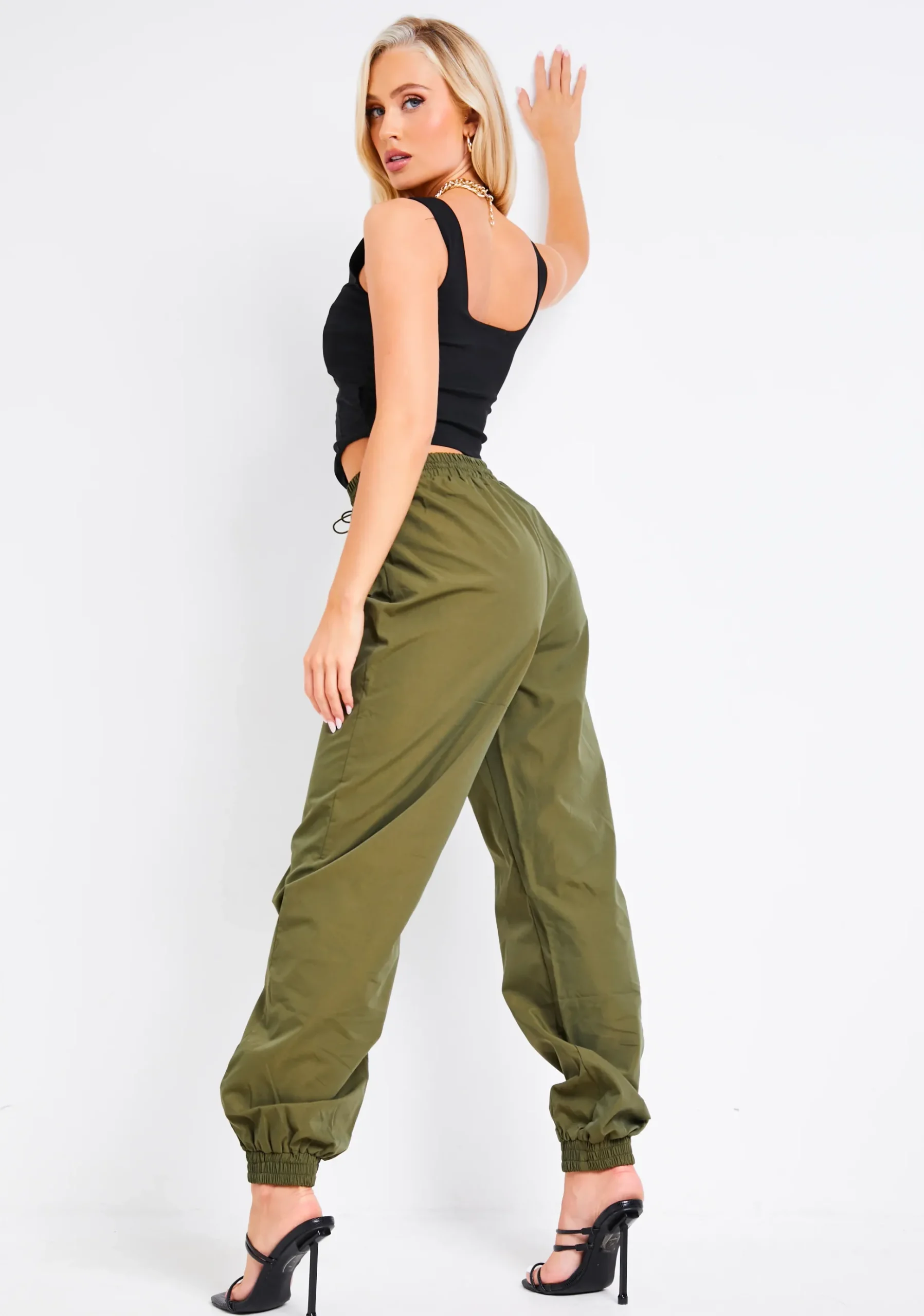 Cheap Kiera Khaki Cuff Toggle Cargo Trouser Women Trousers