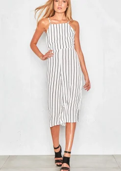 Store Kimana White Stripped Culotte Jumpsuit Women Jumpsuits & Playsuits