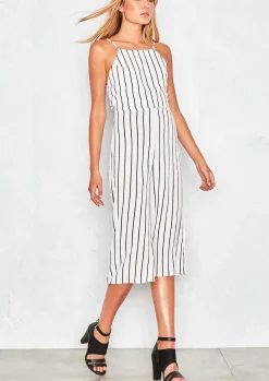 Store Kimana White Stripped Culotte Jumpsuit Women Jumpsuits & Playsuits