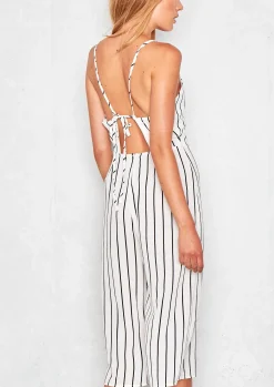 Store Kimana White Stripped Culotte Jumpsuit Women Jumpsuits & Playsuits