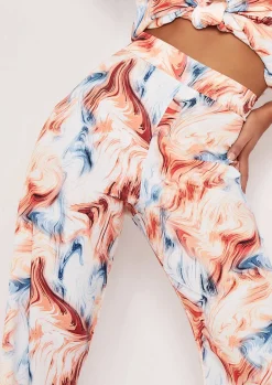 Sale Kimber Multi Marble Print Straight Leg Trousers Women Trousers