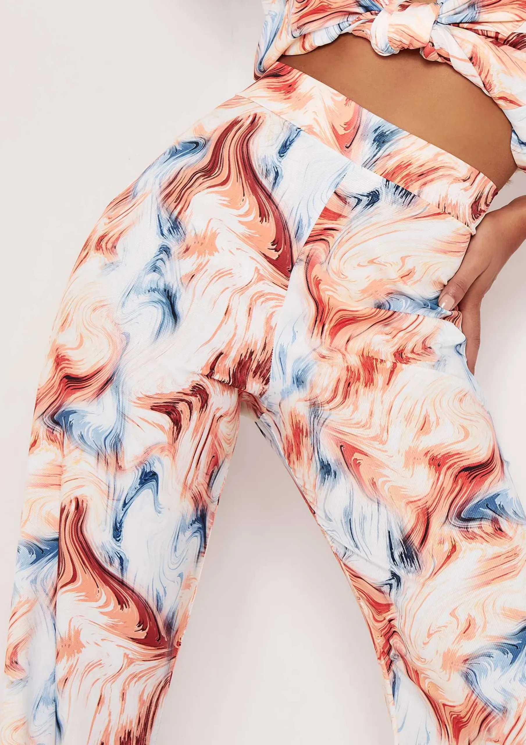 Sale Kimber Multi Marble Print Straight Leg Trousers Women Trousers
