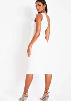 Hot Kimia Cream One Shoulder Keyhole Midi Dress Women Dresses
