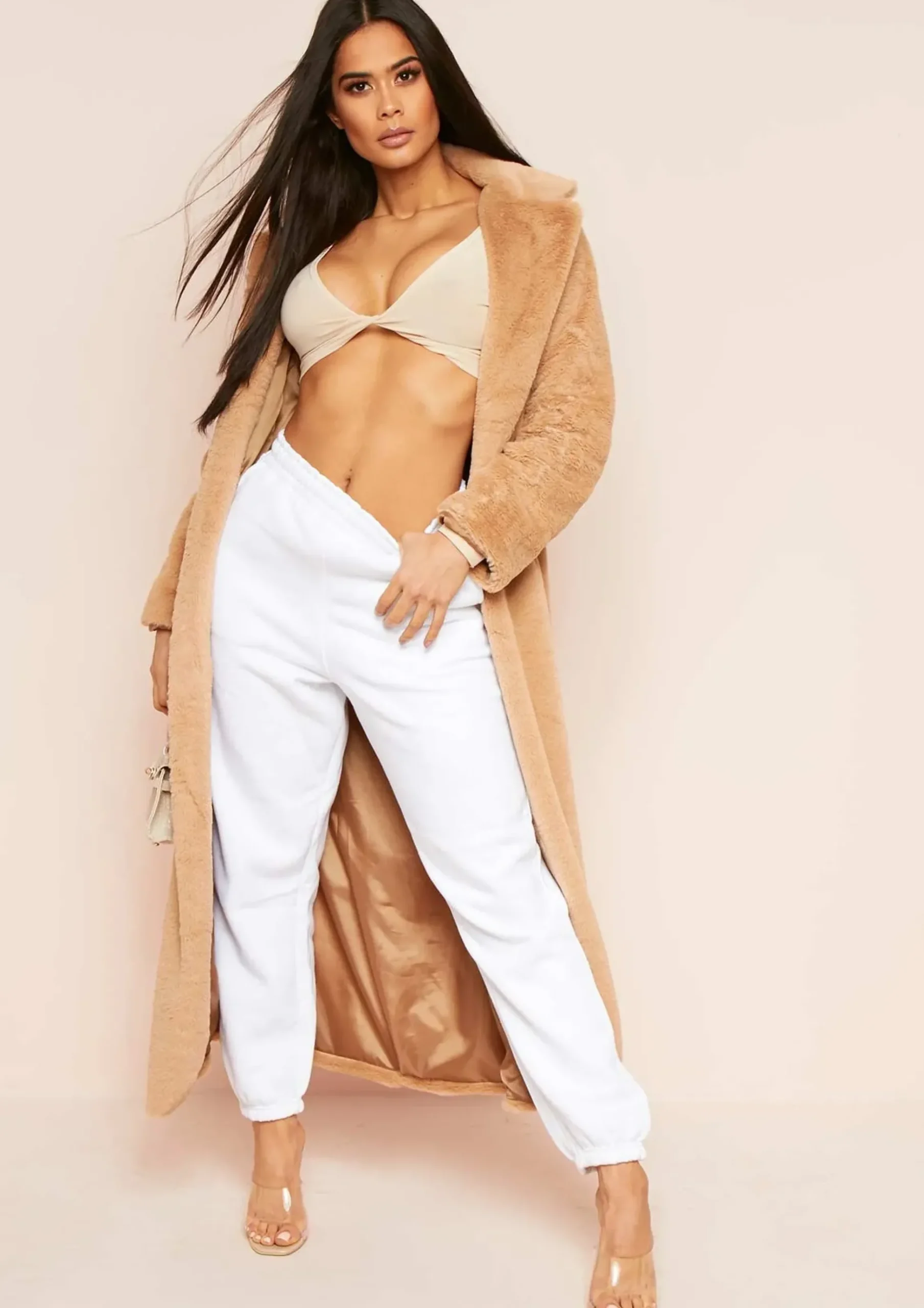 Kinsley Camel Faux Fur Maxi Coat^Missy Empire Hot