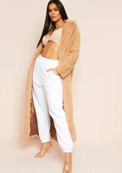 Kinsley Camel Faux Fur Maxi Coat^Missy Empire Hot