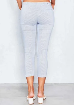 Clearance Kirby Blue Pinstripe Cropped Trousers Women Trousers
