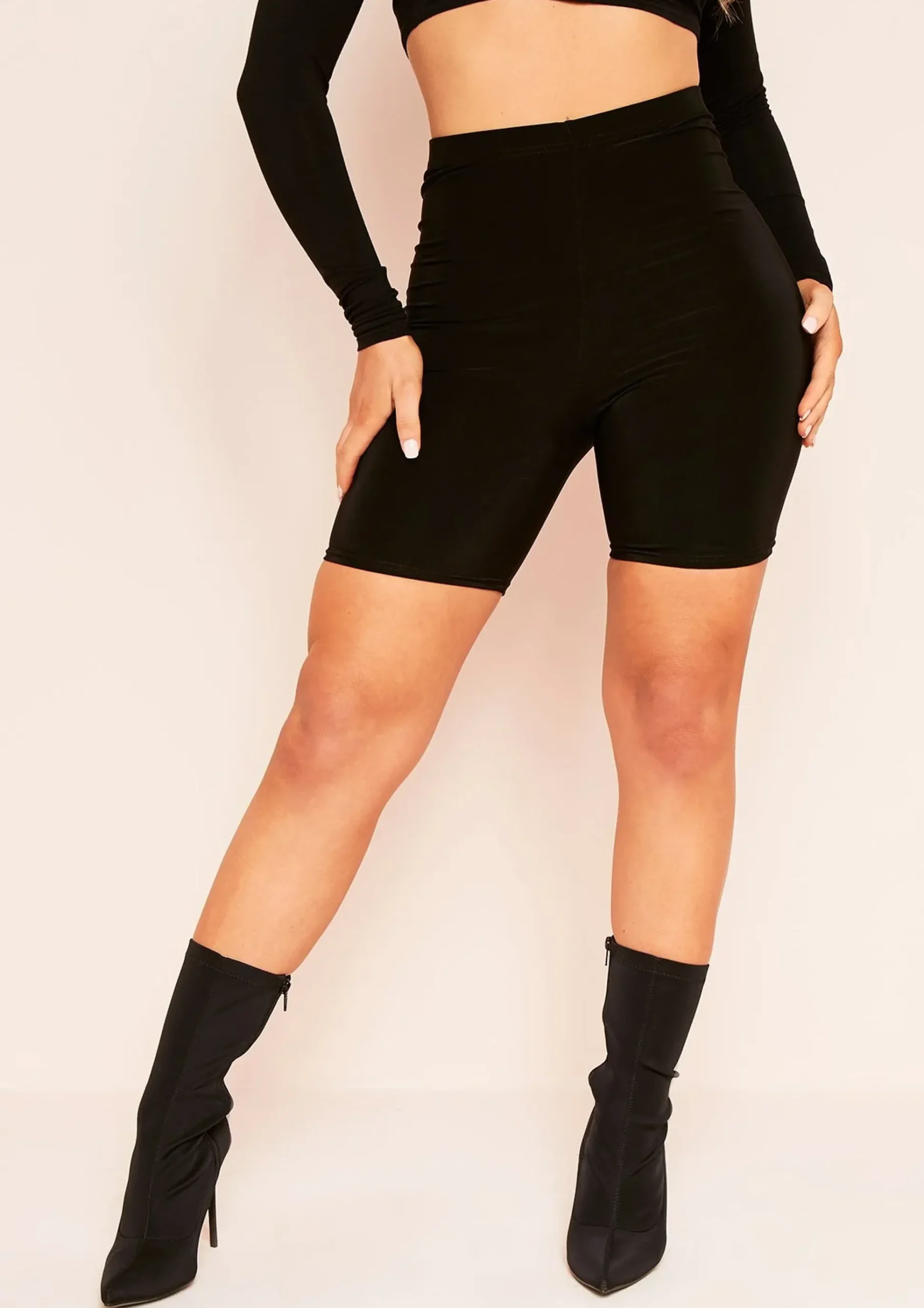 Cheap Klara Black Double Thickness Slinky Cycling Shorts Women Shorts
