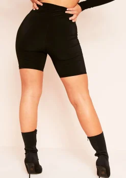 Cheap Klara Black Double Thickness Slinky Cycling Shorts Women Shorts