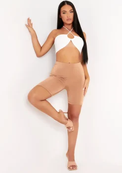 Best Sale Klara Camel Double Thickness Slinky Cycling Shorts Women Shorts