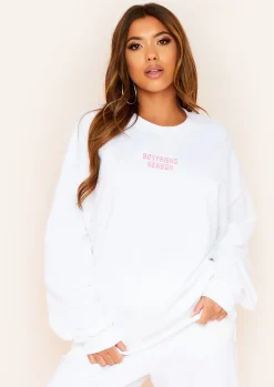 Koletta White Boyfriend Season Oversized Sweatshirt^Missy Empire Outlet