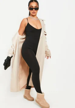 Outlet Kora Black Ribbed Seamless Strappy Jumpsuit Women Seamless & Shapewear