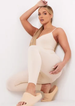 Cheap Kora Cream Ribbed Seamless Strappy Jumpsuit Women Seamless & Shapewear