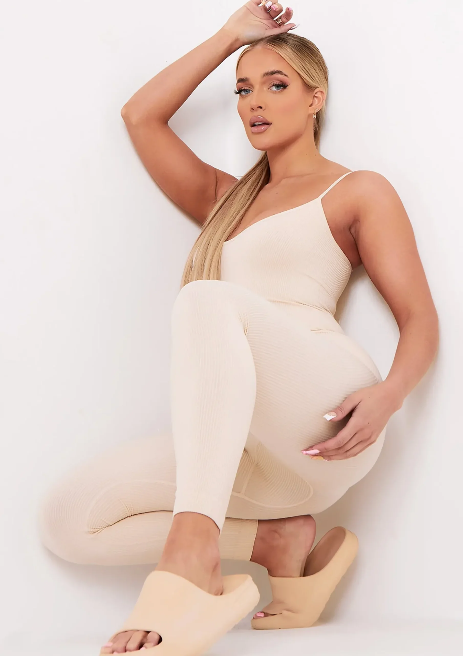 Cheap Kora Cream Ribbed Seamless Strappy Jumpsuit Women Seamless & Shapewear