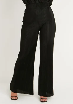 Online Kori Black Plisse Straight Leg Trouser Women Trousers