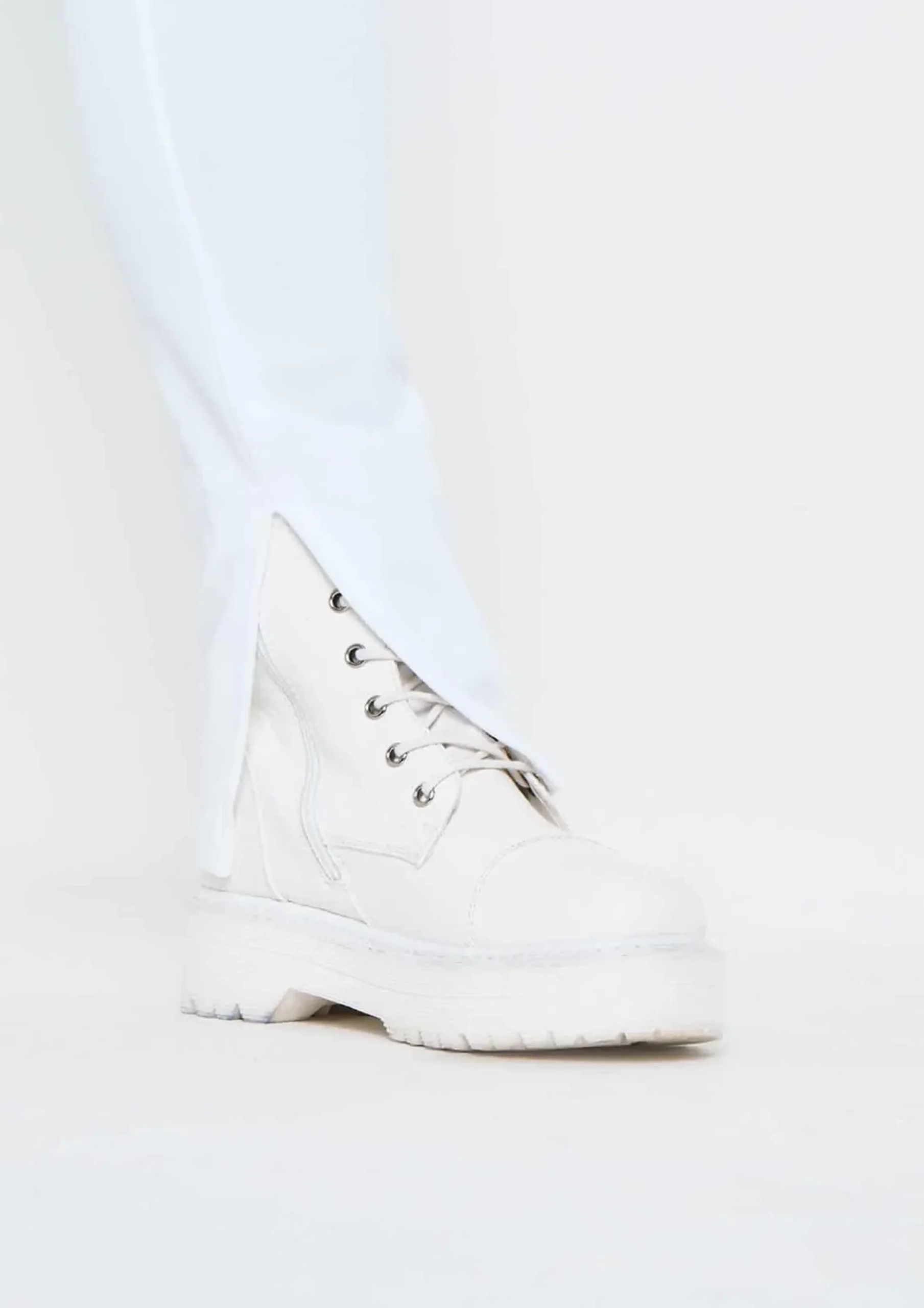 Clearance Kourtney White Plain Inside Split Trousers Women Trousers