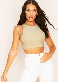 Kylie Beige Extreme Racer Crop Top^Missy Empire Shop