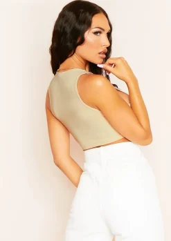 Kylie Beige Extreme Racer Crop Top^Missy Empire Shop