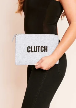 Best Lara Grey Slogan Clutch Bag Women Bags & Purses