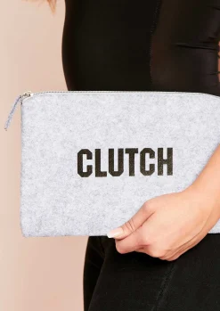 Best Lara Grey Slogan Clutch Bag Women Bags & Purses