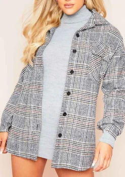 Lara Grey Multi Check Print Oversized Shacket^Missy Empire Best Sale