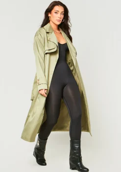 Larsa Olive Trench Coat^Missy Empire Best Sale