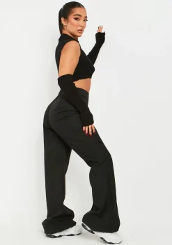New Laura Black Pocket Detail Straight Leg Cargo Trousers Women Trousers