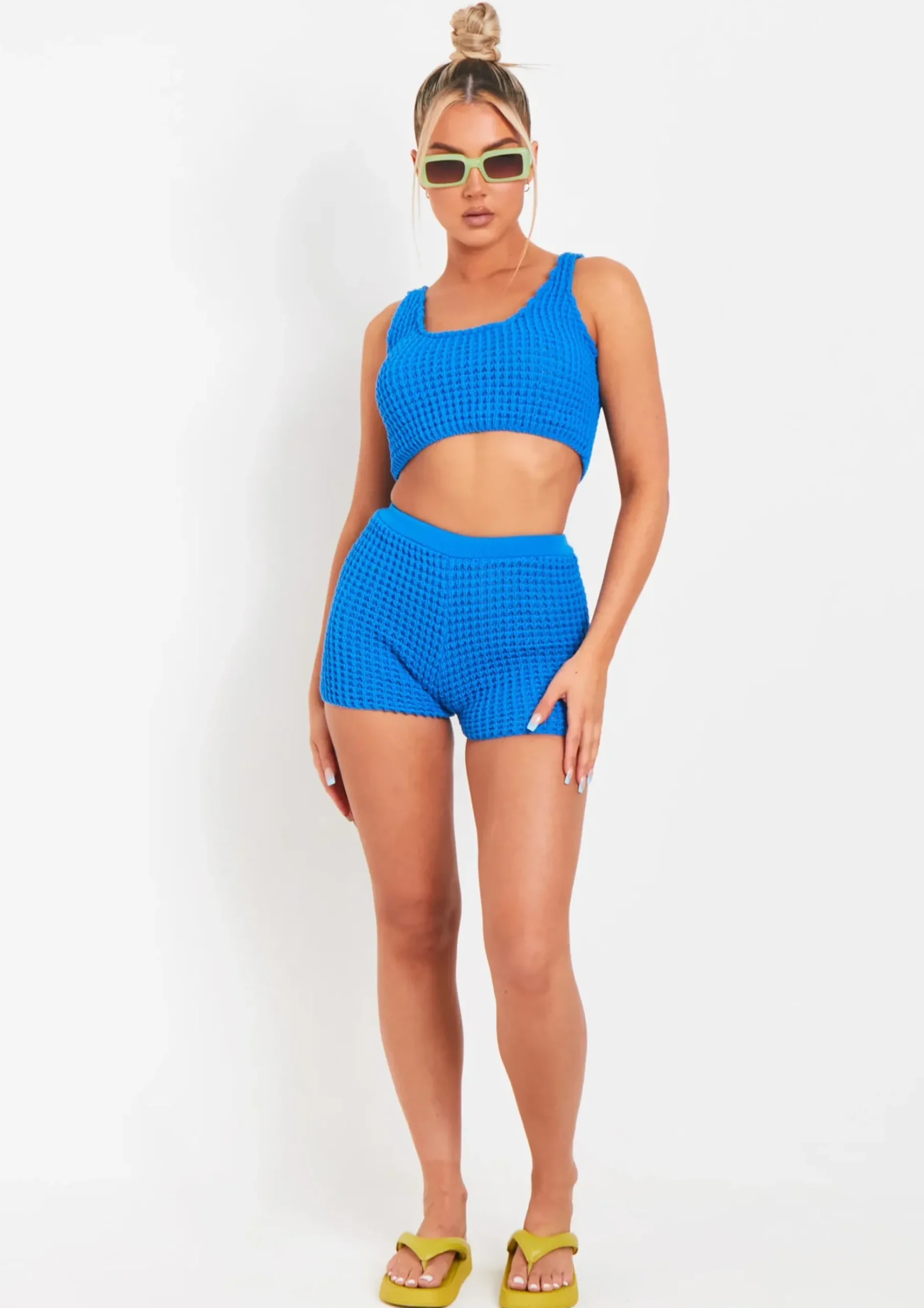 Laurel Blue Crochet Knit Crop Top^Missy Empire Hot