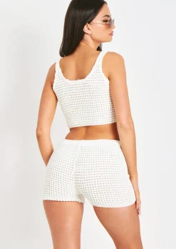 Laurel Ivory Crochet Knit Crop Top^Missy Empire Cheap