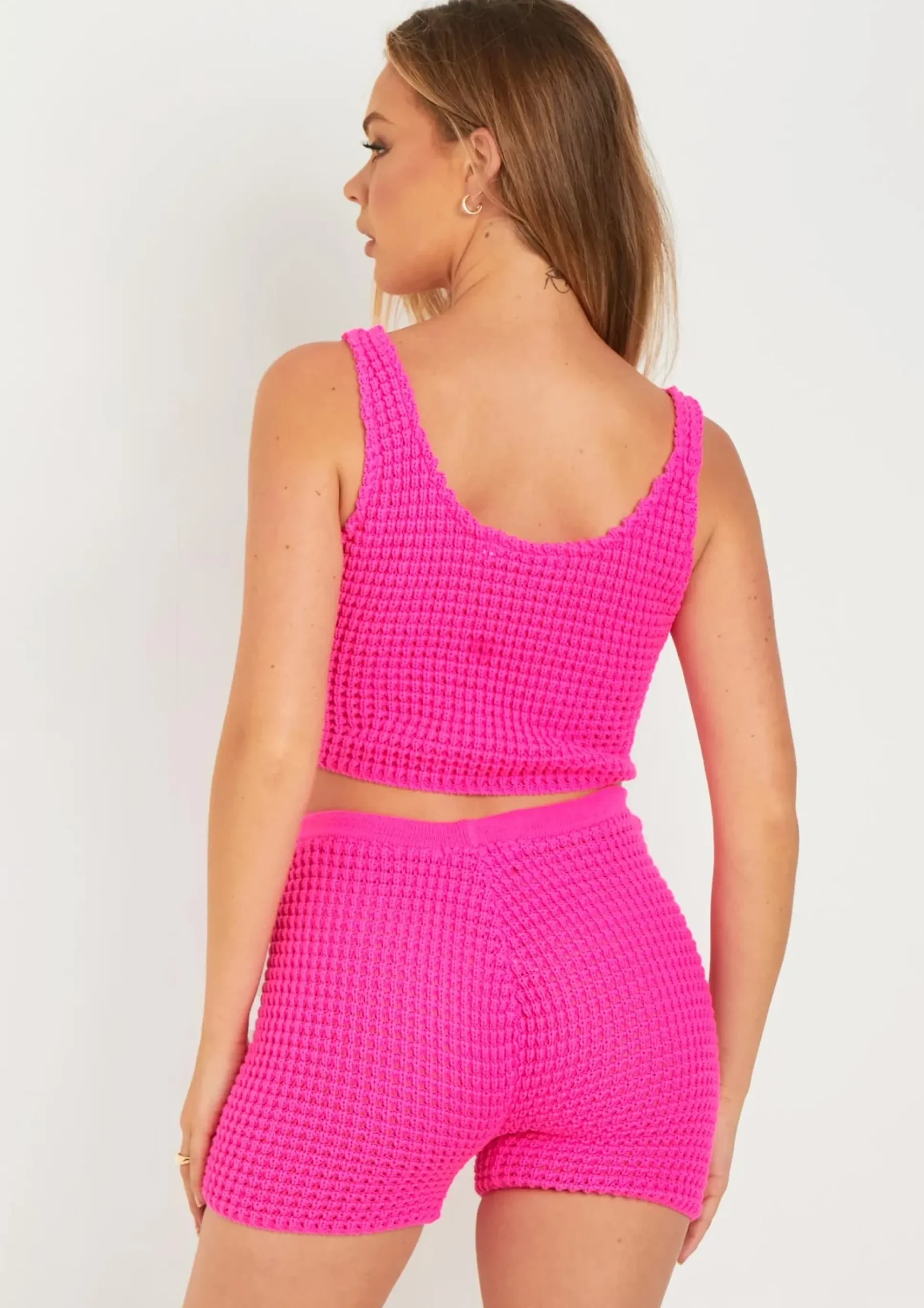 Laurel Pink Crochet Knit Crop Top^Missy Empire Cheap