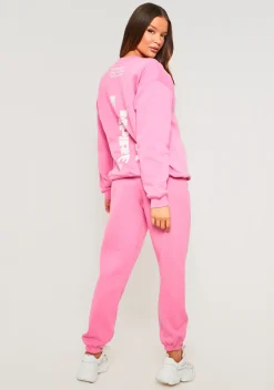 Outlet Layla Pink Slogan Joggers Women Tracksuits