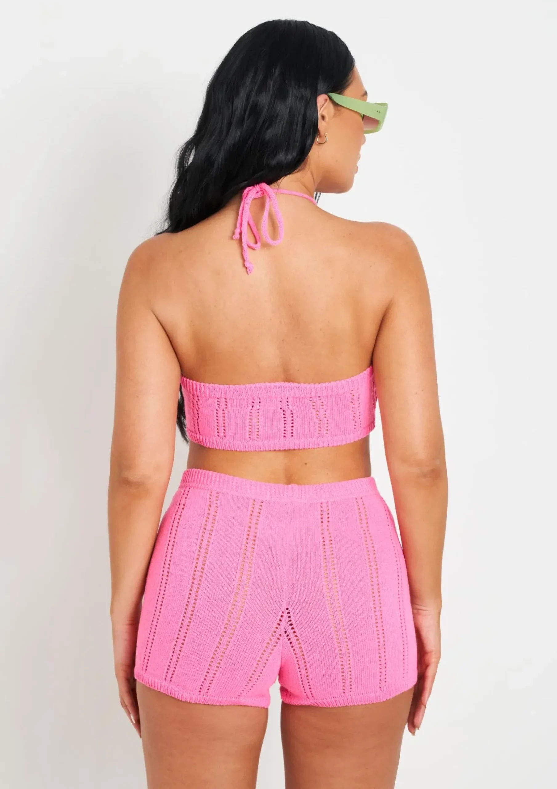 Laylani Pink Stitch Detail Knit Halter Neck Top^Missy Empire Best