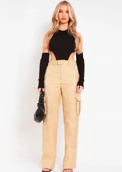 Layna Black Rib Knitted High Leg Bodysuit With Sleeves^Missy Empire Fashion