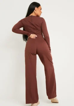 Discount Layton Chocolate Wide Leg Jumpsuit Women Jumpsuits & Playsuits