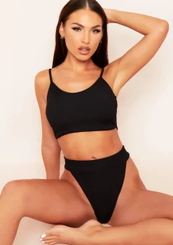 Sale Leena Black Strap Crop Top Women Seamless & Shapewear