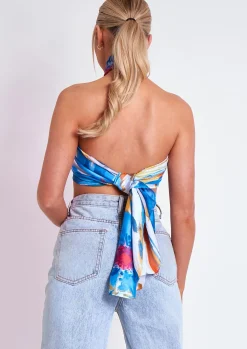Leia Blue Print Scarf Top^Missy Empire Sale