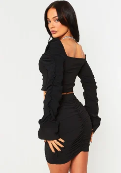 Lela Black Ruched Crop Top^Missy Empire Hot
