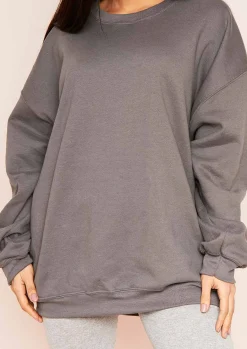 Clearance Lena Charcoal Oversized Sweatshirt Women Loungewear