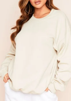 Lena Sand Oversized Sweatshirt^Missy Empire Online