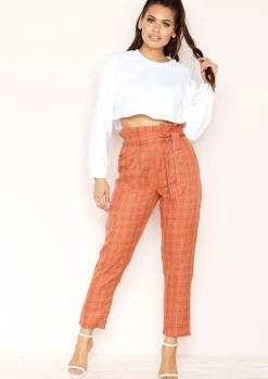 Clearance Lesley Rust Checked Paperbag Trousers Women Trousers