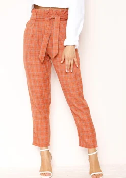 Clearance Lesley Rust Checked Paperbag Trousers Women Trousers