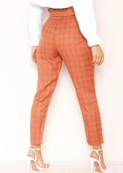 Clearance Lesley Rust Checked Paperbag Trousers Women Trousers
